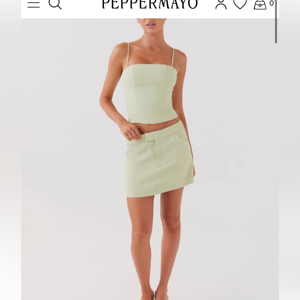 Peppermayo Mint Green Strappy top and mini skirt set